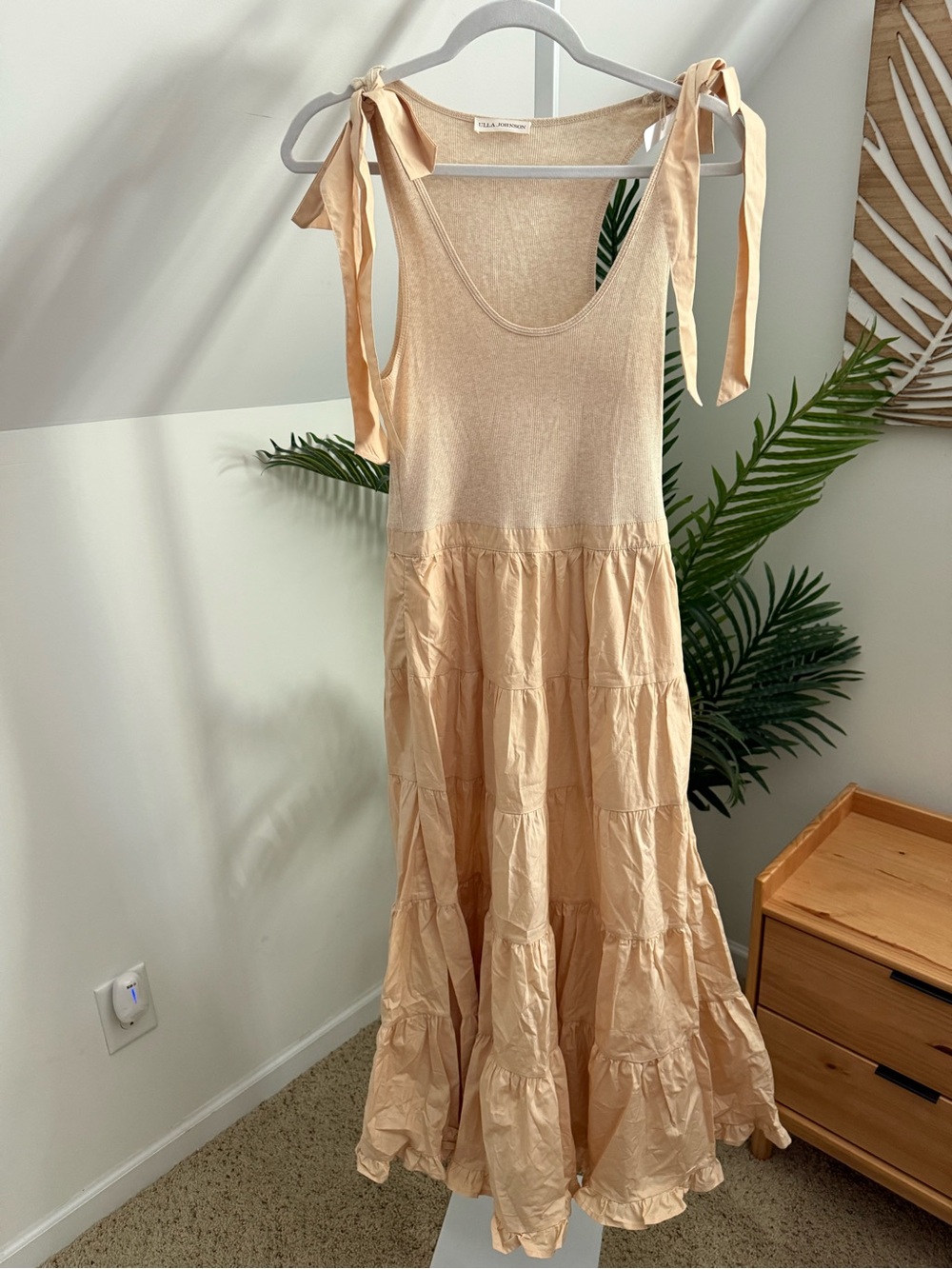 Ulla Johnson Hope Tiered Midi Dress in Oatmeal Small w/ pockets 100% Cotton - Picture 2 of 5